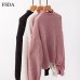 FSDA Pink Short Loose Sweater Women Black White Long Lantern Sleeve Pullover O Neck Casual Sweet Cute Office Knit Crop Sweater