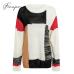 Femajor Women Autumn Winter Sweater Fashion Multicolor Block O Neck Pullover Female Causal Long Sleeve Knit Tops Mujer Jumpers