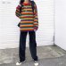 Female Korean Harajuku Hong Kong-flavored Loose Striped Sweater Women's Sweaters Japanese Kawaii Ulzzang Clothing For Women