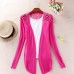 Fun Orange New Summer Fashion Women Lace Sweet Candy Color Crochet Hollow Out Knitwear Blouse Full Sweater Cardigan Open Stitch