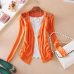 Fun Orange New Summer Fashion Women Lace Sweet Candy Color Crochet Hollow Out Knitwear Blouse Full Sweater Cardigan Open Stitch