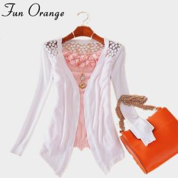 Fun Orange New Summer Fashion Women Lace Sweet Candy Color Crochet Hollow Out Knitwear Blouse Full Sweater Cardigan Open Stitch