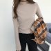 GCAROL New Arrival Fall Winter Women Turtleneck Basic Tops Slim Full Sleeve Shirt Stretch Vintage Render Unlined Upper Garment