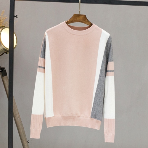 GIGOGOU Autumn Winter Sweater Women Contrast Color Pullover Jumper Long Sleeve O-Neck Knitted Tops Outwear Pull Femme