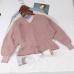 GIGOGOU Double V-Neck Autumn Winter Women Sweater Lurex Glitter Knitted Jumper Top Flare Sleeves Casual Female Pullover Sweater