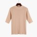 GIGOGOU Spring Autumn Women Sweater Half Sleeves O-neck Slim Jumper Knitted Soft Female Pullover Sweater Top