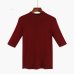 GIGOGOU Spring Autumn Women Sweater Half Sleeves O-neck Slim Jumper Knitted Soft Female Pullover Sweater Top