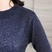 GIGOGOU Women Pullover Sweater Lurex Glitter Knitted Pull Over Tops Spring Autumn Half Sleeve Elasticity Crewneck Female Jumper