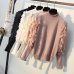 HLBCBG Ruffled Collar Knitted Women Sweater Spring Autumn Loose Jumper Fashion Flowers Sleeves Sweater and Pullover Femme Pull