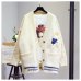 HSA 2018 Autumn Winter Women Sweater Cardigans Cartoon Embroidery Cardigans Poncho Single Breasted Knit Sweater Harajuku out Top