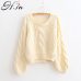 H.SA Roupas femininas Women Pull Sweaters 2018 New Yellow Sweater Jumpers Candy Color Harajuku Chic Short Sweater Twisted Pull