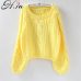 H.SA Roupas femininas Women Pull Sweaters 2018 New Yellow Sweater Jumpers Candy Color Harajuku Chic Short Sweater Twisted Pull