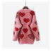 H.SA Women Oversized Sweater and Pullovers Oneck Sweet Heart Letters Printed Pull Jumpers Long SLeeve Pink Streetwear Knit Tops