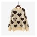 H.SA Women Oversized Sweater and Pullovers Oneck Sweet Heart Letters Printed Pull Jumpers Long SLeeve Pink Streetwear Knit Tops