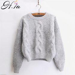 H.SA Women Sweaters Warm Pullover and Jumpers Crewneck Mohair Pullover Twist Pull Jumpers Autumn 2017 Knitted Sweaters Christmas