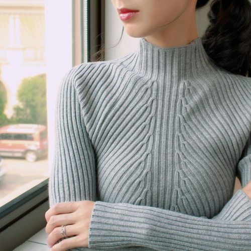 INS 2019 Autumn New fashion Women ladies Turtleneck soft thin sweater femme korean pull tight casual knit ribbed jumper clothes