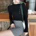 INS autumn Fashion Button Turtleneck Sweater shirts Women Solid Knitted Pullover ldies Slim Soft Jumper Sweater Female Knit Tops