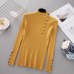 INS autumn Fashion Button Turtleneck Sweater shirts Women Solid Knitted Pullover ldies Slim Soft Jumper Sweater Female Knit Tops