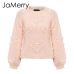 JaMerry Vintage pink hairball autumn winter sweaters ladies Long sleeve casual pullover 2019 Fashion chic loose knitted jumper