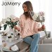 JaMerry Vintage pink hairball autumn winter sweaters ladies Long sleeve casual pullover 2019 Fashion chic loose knitted jumper