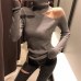 Knitted Sweater Off Shoulder Pullovers Sweater for Women Long Sleeve Turtleneck Female Jumper Black White Gray Sexy Clothing