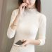 Knitting Women Sweaters And Pullovers Solid Color Turtleneck Slim Casual Ladies Knitted Sweater Winter New Chic Lace Pullover