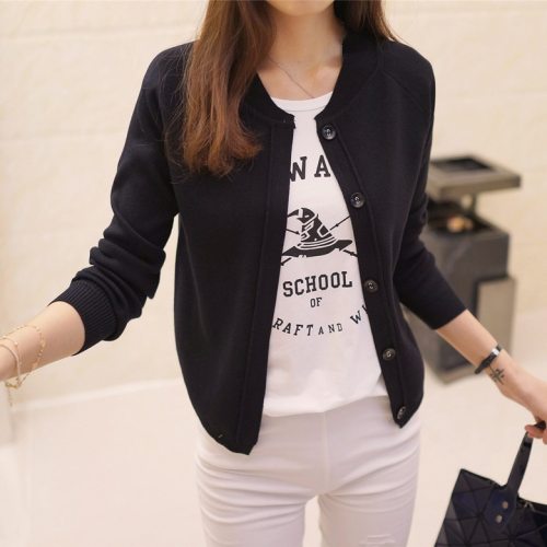 Korean women's sweater cardigan sweater coat a thin and short paragraph 2019 Hitz air jacket