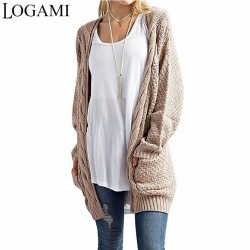 LOGAMI Long Cardigan Women Long Sleeve Knitted Sweater Cardigans Autumn Winter Womens Sweaters 2017 Jersey Mujer Invierno