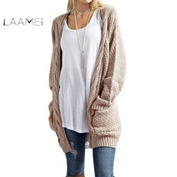 Laamei New Long Cardigan Women Long Sleeved Knit  Jumper Cardigans Autumn Winter Women Sweaters 2018  Mujer Invierno