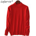 Lafarvie Fashion Cashmere Blended Knitted Sweater Women Tops Autumn Winter Turtleneck Pullovers Female Long Sleeve Solid Color