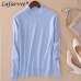 Lafarvie Fashion Cashmere Blended Knitted Sweater Women Tops Autumn Winter Turtleneck Pullovers Female Long Sleeve Solid Color