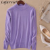 Lafarvie Fashion Cashmere Blended Knitted Sweater Women Tops Autumn Winter Turtleneck Pullovers Female Long Sleeve Solid Color