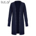 Long Sweater Women Buttons Knitted Cardigan Long Sleeve Ribbed Neckline Knitwear Coat Autumn Winter 2019 Fashion Jumpers Ladies