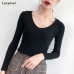 Lucyever Autumn Sweater Women Pullover Elastic Knitted Jumper Long Sleeve V-neck Winter Basic Female Top Knitwear Sueter Mujer