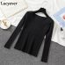 Lucyever Autumn Sweater Women Pullover Elastic Knitted Jumper Long Sleeve V-neck Winter Basic Female Top Knitwear Sueter Mujer