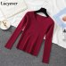 Lucyever Autumn Sweater Women Pullover Elastic Knitted Jumper Long Sleeve V-neck Winter Basic Female Top Knitwear Sueter Mujer