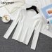 Lucyever Autumn Sweater Women Pullover Elastic Knitted Jumper Long Sleeve V-neck Winter Basic Female Top Knitwear Sueter Mujer