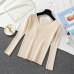 Lucyever Autumn Sweater Women Pullover Elastic Knitted Jumper Long Sleeve V-neck Winter Basic Female Top Knitwear Sueter Mujer