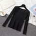 Lucyever Autumn Sweater Women Pullover Elastic Knitted Jumper Long Sleeve V-neck Winter Basic Female Top Knitwear Sueter Mujer