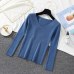 Lucyever Autumn Sweater Women Pullover Elastic Knitted Jumper Long Sleeve V-neck Winter Basic Female Top Knitwear Sueter Mujer