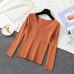 Lucyever Autumn Sweater Women Pullover Elastic Knitted Jumper Long Sleeve V-neck Winter Basic Female Top Knitwear Sueter Mujer