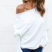 MISAUU Sexy Off Shoulder Knitted Sweater Women Fashion Pullovers Knitwear Autumn Winter 2018 White jumper pull femme Plus Size