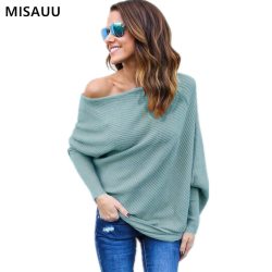 MISAUU Sexy Off Shoulder Knitted Sweater Women Fashion Pullovers Knitwear Autumn Winter 2018 White jumper pull femme Plus Size