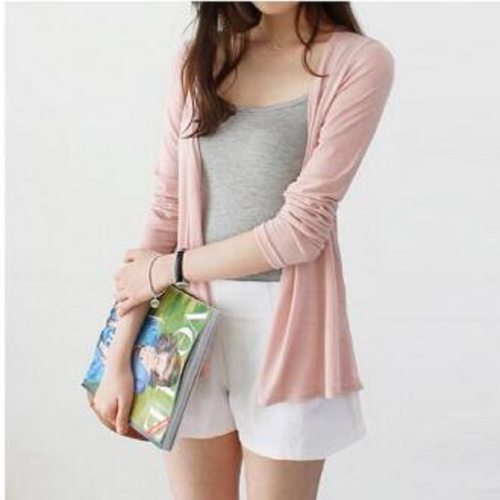 MLXSLKY Summer clothing knit cardigan sweater female shawl long-sleeved thin air-conditioned shirt womens thin knit  cardigan