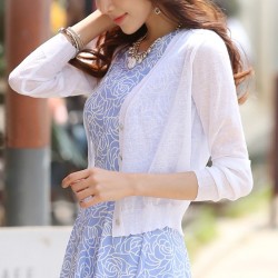 M-XL Summer Women V-Neck Knitted Casual Ice Silk Short Sweaters Cardigans Lady Knitting Outwear for Female