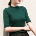 NIJIUDING 2019 New knitted Slim Pullover Women Turtleneck Knitted Sweater Shirt Female All-match Basic Half Sleeve Tops Clothing