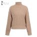 NLW Khaki Turtleneck Women Sweater Autumn Winter Long Sleeve Oversize Jumper 2019 Knitted Loose Fashion Pullover Femme