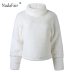 Nadafair White Plush Winter Turtleneck Sweater Women Autumn Long Sleeve Faux Fur Warm Loose Casual Oversized Sweater Pull Femme