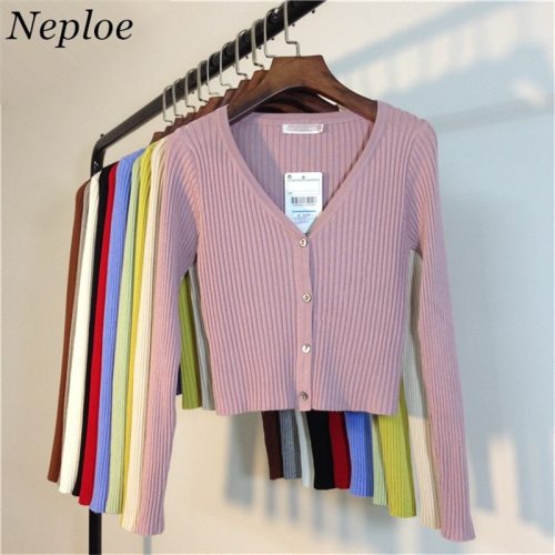 Neploe Spring Newly Patchwork Women Cardigans 2019 Fashion Slim Ladies Knitted Sweater Long Sleeve Buttons Sweater 65057