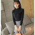 New 2019 spring women ladies wide stripe slim fitting knitted turtleneck thin sweater top femme korean pullover casual clothes